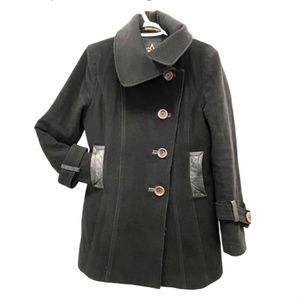 Mackage Black Single Breast Wool Peacoat | Large